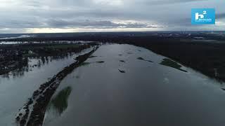 Drohnenflug am 29.12.2023 bei geöffnetem Umflutkanal; Höhe Biederitz /Herrenkrug (Magdeburg)