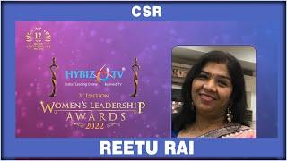 Ritu Rai Sunkara | CSR Award | Women's Leadership Awards 2022 | WLA 3rd Edition | Hybiz Tv