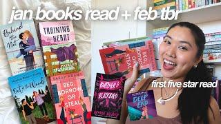 january reading wrap-up and february tbr (first five star for 2025, new books, audiobooks)