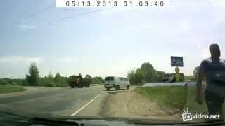 Car Launched in the air after losing control of his vehicle. Bryanskaya oblast, Russia