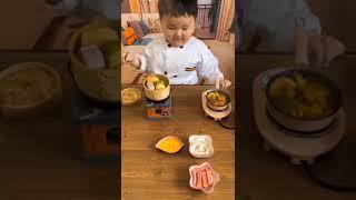 How Cute 4 Year Old Chef Cooks Delicious Food for Dinner in Asian Way