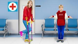 Amelia, Avelina & Akim pretend play fun at the Doctor's office