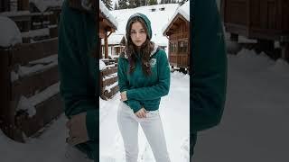 [4K]AI ART Русский AI Lookbook Модель в снежных горах #shorts #russian #русский