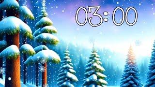 3 Minute Winter Countdown Timer With Animated Snow and Music ️