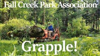 Grapple! - Fall Creek Park Association - Cleaning up downed logs and root wads at Maggie Osgood Park