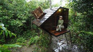 Rainy Season Building Survival Complete Bushcraft Shelter In Wilderness