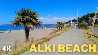 Exploring Alki Beach in West Seattle on a Beautiful Summer Day | 4K Seattle Walking Tour