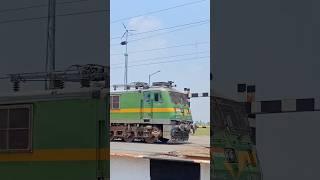 Wag9 with freight train crossing railroad crossing #shorts