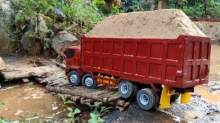 PERDANAUJI COBA DAM TRUK HINO 500 TRINTON BERMUATAN FULL PASIR versi miniatur truk rc