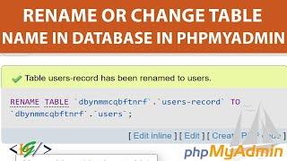 How to Rename Database Tables Name in PhpMyAdmin