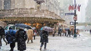 ⁴ᴷ NYC Snow Walk  Heavy Snowfall in New York City ️ Rockefeller Center, Radio City Music Hall ️