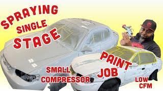 Spraying direct gloss single stage paint with the low cfm R500 spray gun