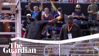 Ymer disqualified from Lyon Open after smashing hole in umpire's chair