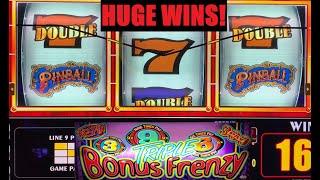 BIG WINS! $10 SPINS ON NEW 9 LINE PINBALL + 3X 6X 9X BONUS FRENZY SLOT PLAY FROM WESTGATE IN VEGAS!