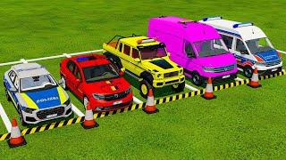 DELIVRY & TRANSPORTING FIVE COLOR FORD AMBULANCE TRUCKS, FORD FIRE TRUCK, FORD RESCUE TRUCKS - FS 22