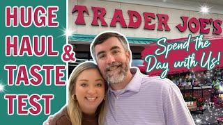 HUGE TRADER JOES HOLIDAY HAUL AND TASTE TEST | SPEND THE DAY WITH US | HOLIDAY VLOG