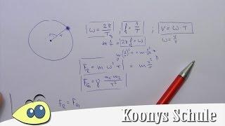 Radialkraft, Formeln bei Kreisbewegungen, Übersicht