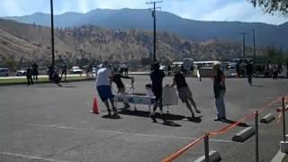 Bed Races: Kern Valley Sun versus Isabella Supermarket, round 1. Valley Fest 2012