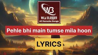 Pehele bhi mai tumse mila hoon | Animal | Vishal Mishra | Lyrics | Wild Blogger All Karaoke Songs