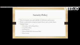 Benchmark – Organization Cybersecurity Policy and Executive Summary