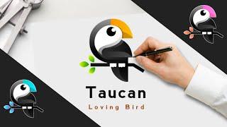 bird logo design | Taucan Loving Bird logo design in pixellab | atulzalaedits