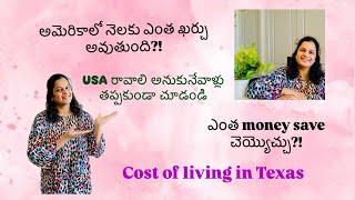 అమెరికాలో నెలవారి ఖర్చులు || monthly expenses in america || cost of living in Texas