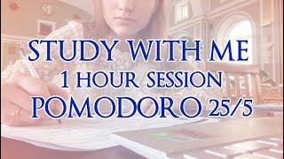 study with me // study session pomodoro 25/5 no music, real time