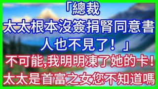 【爽文】「總裁，太太根本沒簽捐腎同意書，人也不見了！」「不可能，我明明凍了她的卡！」「太太是首富之女，您不知道嗎？」#情感故事 #生活經驗 #老年生活 #為人處世