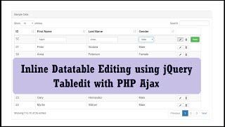 Inline Datatable Editing using jQuery Tabledit with PHP Ajax