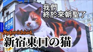 終於來朝聖＃新宿東口の猫/最萌3D巨貓＃3D Shinjuku Cat