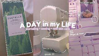 A CHILL day in my LIFE ⋆｡° | journaling, new skincare, cleaning and trying to sew