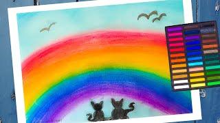 How to Draw Rainbow Soft pastel drawing | Easy painting tricks for kids