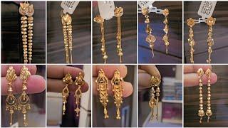 Latest sui dhaga gold earrings designs with weight and price 2024