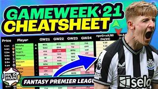 FPL GW21 CHEATSHEET | Fantasy Premier League 24/25