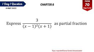 Partial Fraction Example: Repeating Linear factor denominator
