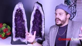 "Life is Good" CosmicCuts: Amethyst Geode Cathedral Pair EE-8r Spectacular Quality Mineral Specimen