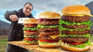 I Made a GIANT Meter-long Burgers in the Wilderness