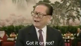 Jiang Zemin lectures Hong Kong reporters at press conference in 2000