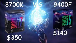 i7-8700(K) vs i5-9400F in 8 games at 1080p