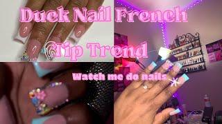 Duck Nail French Tip Trend Press On Tutorial Y2K Nails 