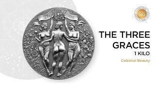 Three Graces Celestial Beauty 1 Kilo Antique finish Silver Coin 10000 Francs CFA Cameroon 2022