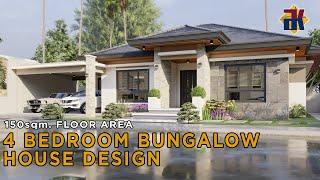 HOUSE DESIGN 4 Bedroom Bungalow | Exterior & Interior Animation