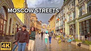 [4K]  Moscow Streets ️  First Days Of Fall, Cold and Rain. Warm Atmosphere of Pedestrian Streets