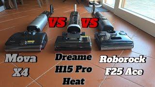 Mova X4 Pro VS Roborock F25 Ace VS Dreame H15 Pro Heat Comparison of the best floor cleaners