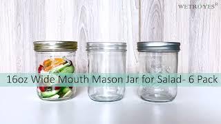 16oz Wide Mouth Mason Jar for Salad 6 Pack - Xuzhou Troy