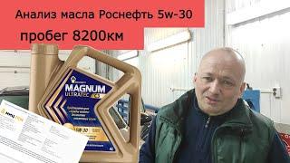 Результаты анализа масла Роснефть 5w-30 С3 после пробега 8200км