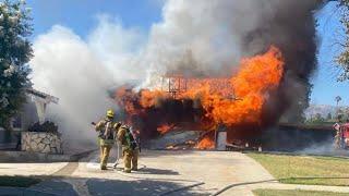 (Heavy Fire) LAFD Well involved Residential Fire: Station 105 | West Hills