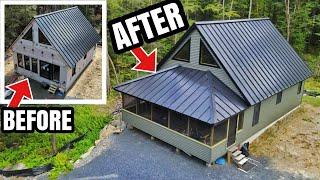 FINISHING The Outside of Our Cabin (Screen Porch & Siding) | E.p 11