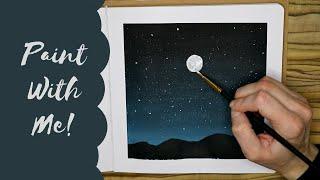 Painting A Night Sky | Easy Acrylic Sketchbook Painting
