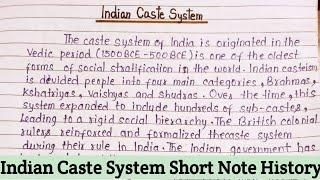 Indian Caste System History In English | Indian Caste System Short Note Caste System Paragraph Class